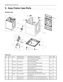 5. Assy Frame Case Parts parts for Samsung Washer WA54R7600AV/US from AppliancePartsPros.com
