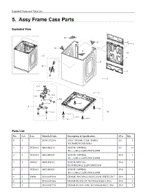 5. Assy Frame Case Parts parts for Samsung Washer WA54R7600AW/US from AppliancePartsPros.com