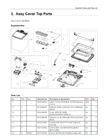 3. Assy Cover Top Parts parts for Samsung Washer WA55A7700AV/US from AppliancePartsPros.com
