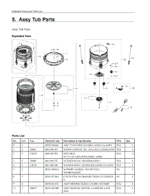 5. Assy Tub Parts parts for Samsung Washer WA55A7700AV/US from AppliancePartsPros.com