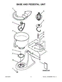 05 - Base And Pedestal Unit parts for Whirlpool Mixer 5KSM150PSDHT0 from AppliancePartsPros.com