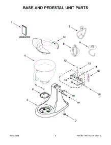 03 - Base And Pedestal Unit Parts parts for Whirlpool Mixer 5KSM150PSECA5 from AppliancePartsPros.com