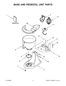 03 - Base And Pedestal Unit Parts parts for Whirlpool Mixer 5KSM150PSZPT5 from AppliancePartsPros.com