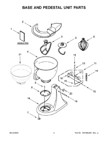 03 - Base And Pedestal Unit Parts parts for Whirlpool Mixer 5KSM185PSBMS5 from AppliancePartsPros.com