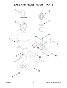 03 - Base And Pedestal Unit Parts parts for Whirlpool Mixer 5KSM193ADECP0 from AppliancePartsPros.com