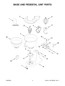 03 - Base And Pedestal Unit Parts parts for Whirlpool Mixer 5KSM195PSWCA5 from AppliancePartsPros.com