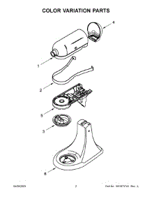 02 - Color Variation Parts parts for Whirlpool Mixer 5KSM95PSBCU4 from AppliancePartsPros.com