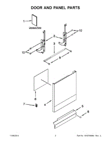 10 - Upper Rack And Track Parts parts for Whirlpool Dishwasher ADB1400PYB6 from AppliancePartsPros.com