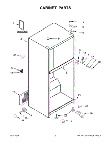02 - Cabinet Parts parts for Whirlpool Refrigerator ART318FFDB10 from AppliancePartsPros.com