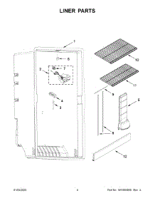03 - Liner Parts parts for Whirlpool Freezer AZF33X20DW07 from AppliancePartsPros.com