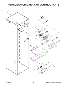 04 - Refrigerator Liner And Control Parts parts for Whirlpool Refrigerator JBSFS42NMX00 from AppliancePartsPros.com