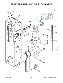 05 - Freezer Liner And Air Flow Parts parts for Whirlpool Refrigerator JBSS42E22L00 from AppliancePartsPros.com