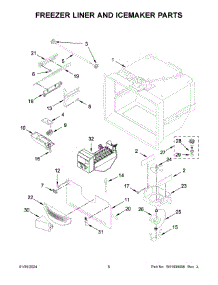 Freezer Liner And Icemaker Parts parts for Whirlpool Refrigerator JFFCF72DKM00 from AppliancePartsPros.com