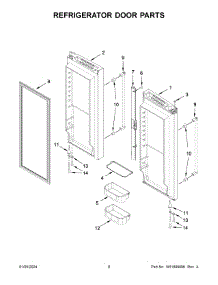 Refrigerator Door Parts parts for Whirlpool Refrigerator JFFCF72DKM00 from AppliancePartsPros.com