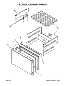 05 - Lower Drawer Parts parts for Whirlpool Refrigerator JUCFP242HX01 from AppliancePartsPros.com