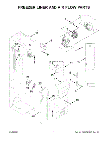 Freezer Liner And Air Flow Parts parts for Whirlpool Refrigerator KBSD706MPS01 from AppliancePartsPros.com