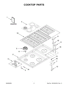 02 - Cooktop Parts parts for Whirlpool Cooktop KCGD506GSS05 from AppliancePartsPros.com