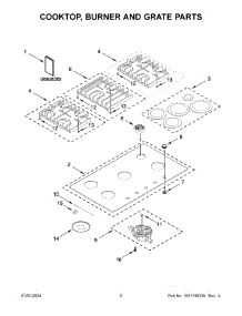 02 - Cooktop, Burner And Grate Parts parts for Whirlpool Cooktop KCGG536PBL01 from AppliancePartsPros.com