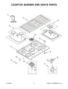 02 - Cooktop, Burner And Grate Parts parts for Whirlpool Cooktop KCGS556ESS05 from AppliancePartsPros.com