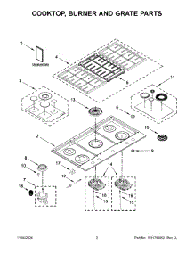 02 - Cooktop, Burner And Grate Parts parts for Whirlpool Cooktop KCGS950ESS06 from AppliancePartsPros.com