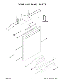 02 - Door And Panel Parts parts for Whirlpool Dishwasher KDFE104KPS0 from AppliancePartsPros.com