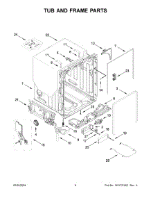 Tub And Frame Parts parts for Whirlpool Dishwasher KDFE104KPS3 from AppliancePartsPros.com