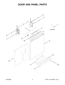 02 - Door And Panel Parts parts for Whirlpool Dishwasher KDFE304RPS0 from AppliancePartsPros.com