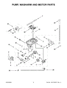 Pump, Washarm And Motor Parts parts for Whirlpool Dishwasher KDFM404KBS3 from AppliancePartsPros.com