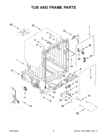 Tub And Frame Parts parts for Whirlpool Dishwasher KDFM404KPS3 from AppliancePartsPros.com