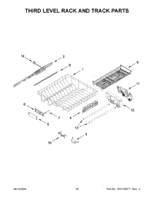 09 - Third Level Rack And Track Parts parts for Whirlpool Dishwasher KDPM704KPS3 from AppliancePartsPros.com