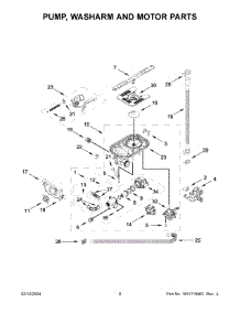 Pump, Washarm And Motor Parts parts for Whirlpool Dishwasher KDPM804KPS2 from AppliancePartsPros.com