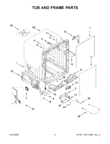 Tub And Frame Parts parts for Whirlpool Dishwasher KDPM804KPS2 from AppliancePartsPros.com