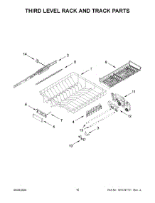 09 - Third Level Rack And Track Parts parts for Whirlpool Dishwasher KDPM804KPS3 from AppliancePartsPros.com