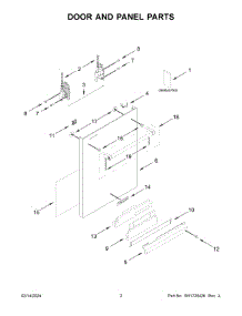 02 - Door And Panel Parts parts for Whirlpool Dishwasher KDTE204KBS3 from AppliancePartsPros.com