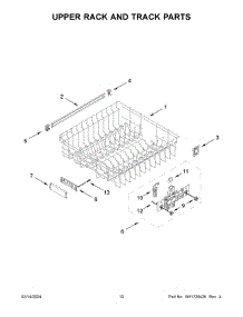 07 - Upper Rack And Track Parts parts for Whirlpool Dishwasher KDTE204KWH3 from AppliancePartsPros.com