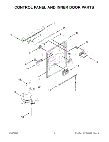 03 - Control Panel And Inner Door Parts parts for Whirlpool Dishwasher KDTM404KBS2 from AppliancePartsPros.com