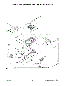 Pump, Washarm And Motor Parts parts for Whirlpool Dishwasher KDTM404KPS3 from AppliancePartsPros.com