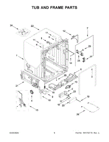 Tub And Frame Parts parts for Whirlpool Dishwasher KDTM404KPS3 from AppliancePartsPros.com