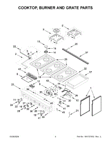 03 - Cooktop, Burner And Grate Parts parts for Whirlpool Range KFDC558JSS03 from AppliancePartsPros.com