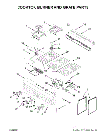 03 - Cooktop, Burner And Grate Parts parts for Whirlpool Range KFGC506JIB01 from AppliancePartsPros.com