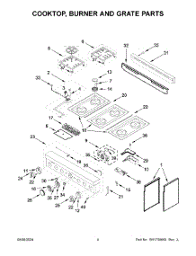 03 - Cooktop, Burner And Grate Parts parts for Whirlpool Range KFGC506JPA07 from AppliancePartsPros.com