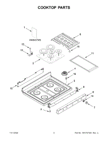 02 - Cooktop Parts parts for Whirlpool Range KFGG500EBS9 from AppliancePartsPros.com