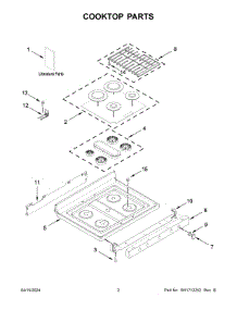 02 - Cooktop Parts parts for Whirlpool Range KFGG504KPS4 from AppliancePartsPros.com