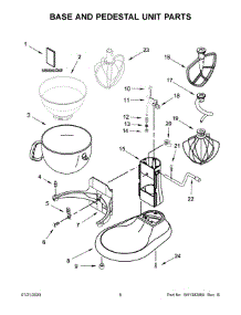 04 - Base And Pedestal Unit Parts parts for Whirlpool Mixer KP25M0XMC5 from AppliancePartsPros.com