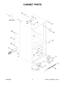 02 - Cabinet Parts parts for Whirlpool Refrigerator KRBR102ESS05 from AppliancePartsPros.com