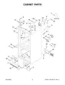 02 - Cabinet Parts parts for Whirlpool Refrigerator KRFC136RBS00 from AppliancePartsPros.com