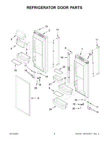 05 - Refrigerator Door Parts parts for Whirlpool Refrigerator KRFF302EWH04 from AppliancePartsPros.com