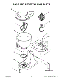 03 - Base And Pedestal Unit Parts parts for Whirlpool Mixer KSM150FBCU0 from AppliancePartsPros.com
