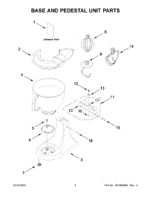 03 - Base And Pedestal Unit Parts parts for Whirlpool Mixer KSM150PSLR5 from AppliancePartsPros.com