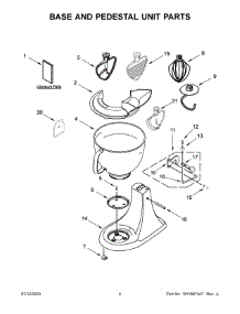 03 - Base And Pedestal Unit Parts parts for Whirlpool Mixer KSM150QXHY5 from AppliancePartsPros.com